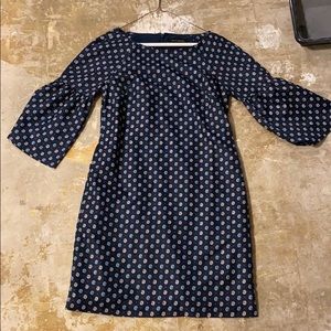 Dress banana republic, midi, shift dress with sleeves, 3/4 sleeve, size small,